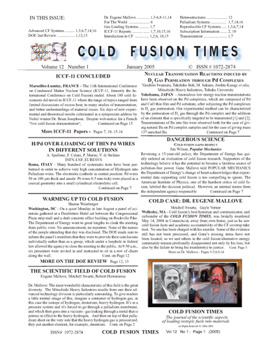 Cold Fusion Times - Issue 12-1 January 2005