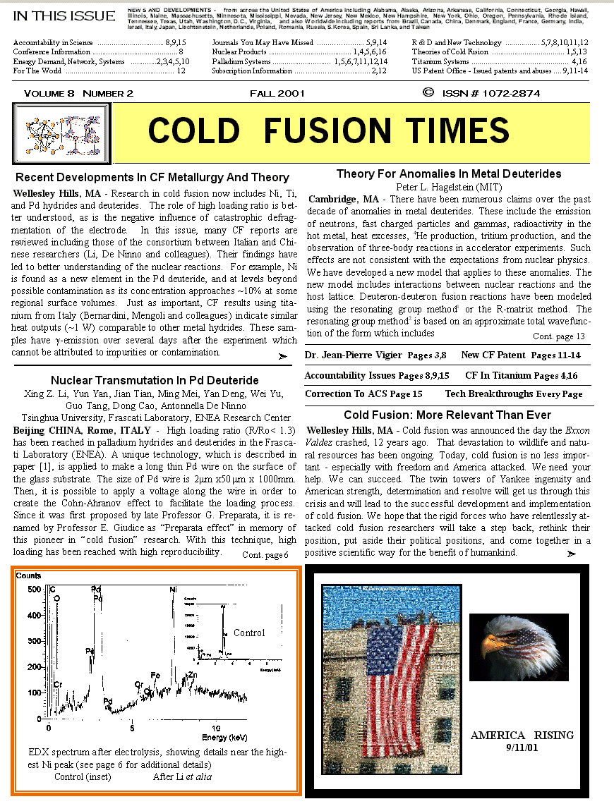 Front page of the COLD FUSION TIMES, volume 8, issue 2 (Fall 2001)